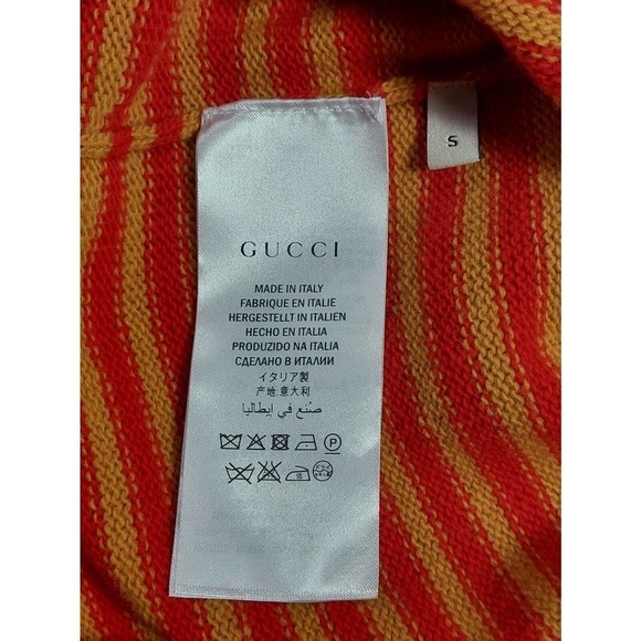 Gucci Women Sweater Tiger Black Panther Striped Red Yellow Size Small Wool $1495 - Picture 9 of 12